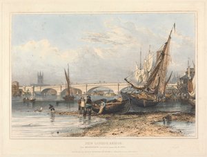 New London Bridge od Billingsgate (niski poziom wody) autorstwa Edward William Cooke