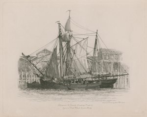 Schooner und Smack leżący w Fresh Wharf autorstwa Edward William Cooke