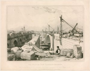 Stary i Nowy Londyn Mosty, 1830 autorstwa Edward William Cooke