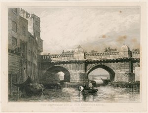 Southwark End of Old London Bridge autorstwa Edward William Cooke