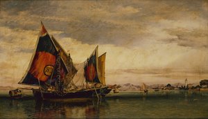 Laguna Wenecka z łodziami rybackimi autorstwa Edward William Cooke