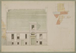 Elewacja frontowa domu dla J.A.M. Whistler Esq, Tite Street, Chelsea, 1877 (pióro i atrament i toaleta na papierze) (patrz także 176476)