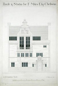 Dom i studio dla F. Milesa Esq, Chelsea, grawerowane przez C.P. Edwards (patrz także 176482-485) autorstwa Edward William after Godwin