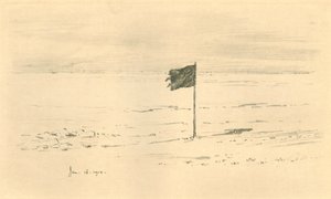Obóz Czarnej Flagi. - Czarna flaga Amundsen w odległości kilku mil od bieguna południowego, 1912, 1913