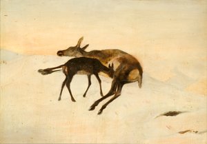 Losowy strzał (olej na pokładzie) autorstwa Edwin (after) Landseer