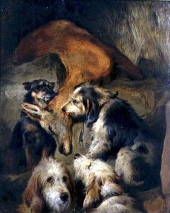 Śmierć Jelenia (olej na pokładzie) autorstwa Edwin (attr. to) Landseer