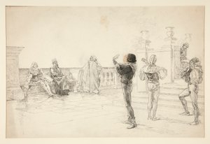 Baltazar śpiewa: autorstwa Edwin Austin Abbey