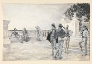 Baltazar śpiewa: autorstwa Edwin Austin Abbey