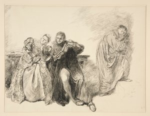 Bianca i Lucentio, z aktu III, scena I, Poskromienie złośnicy autorstwa Edwin Austin Abbey
