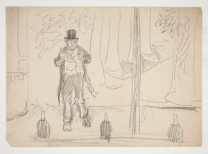 Kreskówka aktora na scenie(?) - niezidentyfikowana ilustracja autorstwa Edwin Austin Abbey