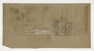 Studium kompozycji do The Departure z The Quest of the Holy Graal (seria piętnastu obrazów dla Biblioteki Publicznej w Bostonie, ukończona w 1901) autorstwa Edwin Austin Abbey