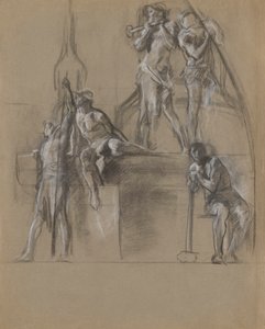 Studium kompozycyjne dla postaci górników autorstwa Edwin Austin Abbey