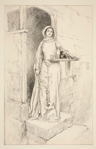 Wejdź do Mistress Anne Page z winem - Akt I, Scena I, Wesołe Żony z Windsoru autorstwa Edwin Austin Abbey