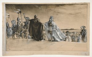 Wchodzi Tezeusz, ilustracja do aktu I, scena I, Noc Świętojańska autorstwa Edwin Austin Abbey