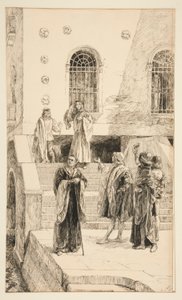 Exuent Salarino i Salanio, z aktu I, scena i, kupiec wenecki autorstwa Edwin Austin Abbey