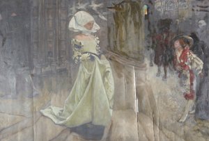 Studium postaci, prawdopodobnie dla Margaret i Fausta autorstwa Edwin Austin Abbey