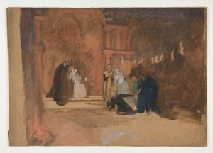 Scena rysunkowa. Mała wioska? autorstwa Edwin Austin Abbey
