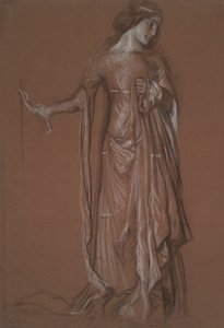 Studium postaci. Węgiel drzewny i kreda na czerwonym papierze. autorstwa Edwin Austin Abbey