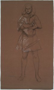 Studium postaci. Człowiek w średniowiecznym stroju. Ewentualnie studium dla autorstwa Edwin Austin Abbey