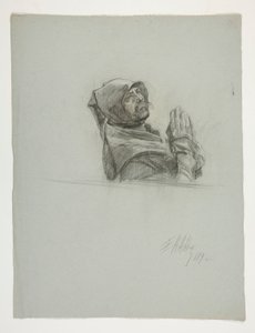 Studium postaci dla króla Artura autorstwa Edwin Austin Abbey