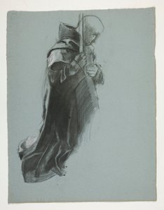 Studium postaci do Odejścia z Poszukiwania Świętego Graala (seria piętnastu obrazów dla Biblioteki Publicznej w Bostonie, ukończona w 1901 r.) autorstwa Edwin Austin Abbey