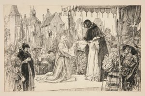 Izabela i Książę - Akt V, Scena I, Miarka za Miarkę autorstwa Edwin Austin Abbey