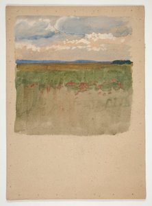 Krajobraz z polem, horyzontem, niebem autorstwa Edwin Austin Abbey