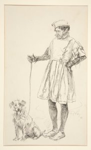 Wrona i jego pies, z aktu IV, scena IV, Dwóch dżentelmenów z Werony autorstwa Edwin Austin Abbey