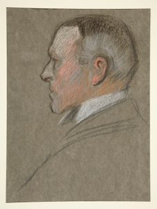 Lewy profil głowy mężczyzny, na koronację Edwarda. VII autorstwa Edwin Austin Abbey
