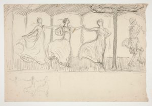 Linia kobiet tańczących - (niezidentyfikowana ilustracja) autorstwa Edwin Austin Abbey