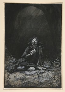 Malvolio w lochach, ilustracja do Aktu III, Scena IV, Trzech Wieczór autorstwa Edwin Austin Abbey