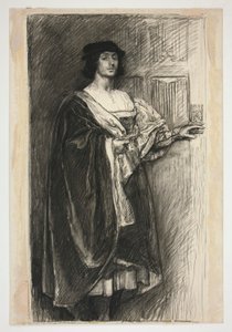 Mężczyzna w stroju renesansowym - (niezidentyfikowana ilustracja do sztuki Szekspira?) autorstwa Edwin Austin Abbey