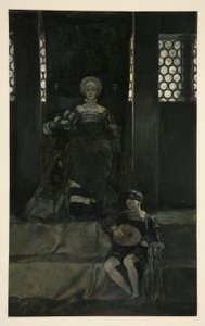 Mariana i śpiew chłopca - Akt III, Scena I, Miarka za miarkę autorstwa Edwin Austin Abbey