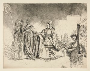 Poranek Weselny Tezeusza i Hippolity (badanie dla .1036) - Wchodzi Tezeusz, z nocy letniej autorstwa Edwin Austin Abbey