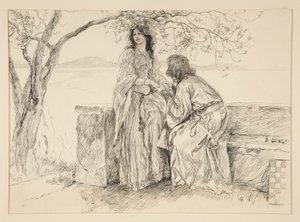 Miranda i Ferdynand, ilustracja do aktu V, scena I, Burza autorstwa Edwin Austin Abbey