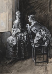 Panna Neville i panna Hardcastle, ilustracja dla Olivera Goldsmitha autorstwa Edwin Austin Abbey
