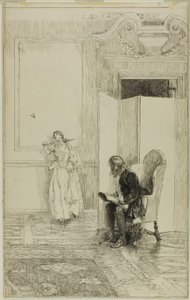 Teraz przekroczył lustrzaną twarz autorstwa Edwin Austin Abbey