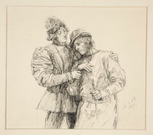 Orlando i Adam, ilustracja do aktu II, scena IV, Jak wam się podoba autorstwa Edwin Austin Abbey