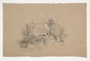 Zarośnięty ogród(?) Cmentarz(?) autorstwa Edwin Austin Abbey