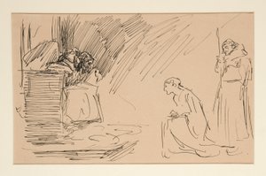 Szkic wstępny do aktu II, scena I, wszystko autorstwa Edwin Austin Abbey