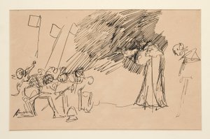 Szkic wstępny do aktu II, scena I, wszystko autorstwa Edwin Austin Abbey