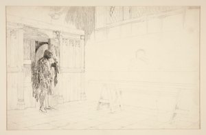 Wstępny szkic do Wesołych żon z Windsoru autorstwa Edwin Austin Abbey