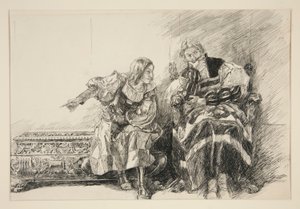 Proteusz i książę, z aktu III, scena I, Dwóch dżentelmenów z Werony autorstwa Edwin Austin Abbey
