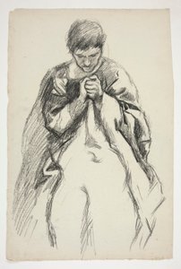 Postać w szacie, modląca się: studium do serii murali The Quest of the Holy Graal w Bibliotece Publicznej w Bostonie autorstwa Edwin Austin Abbey