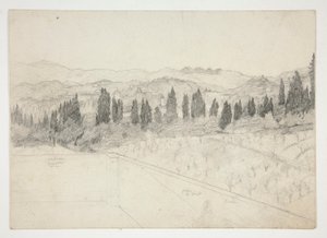 Pejzaż rzymski(?) widziany z balkonu (recto); Pejzaż morski (verso) autorstwa Edwin Austin Abbey