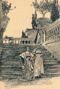 Scena z Dużo hałasu o nic, c1890 autorstwa Edwin Austin Abbey
