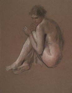 Siedząca naga postać kobieca. autorstwa Edwin Austin Abbey