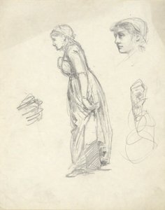 Arkusz studiów: Kobieta, głowa i ręce autorstwa Edwin Austin Abbey