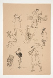 Arkusz szkiców postaci wiejskich autorstwa Edwin Austin Abbey