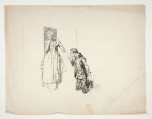 Szkic dla Olivera Goldsmitha autorstwa Edwin Austin Abbey